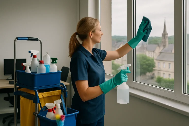 Équipe d'une entreprise de nettoyage intervenant dans un appartement à Thury-Harcourt.